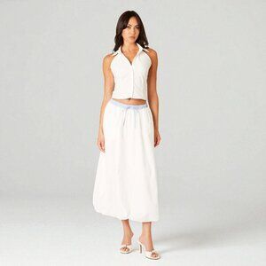 NWT En Saison white skirt with blue waist